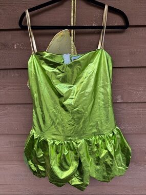 Tipsy Elves Metallic Lime Green Dress with Gold Accents